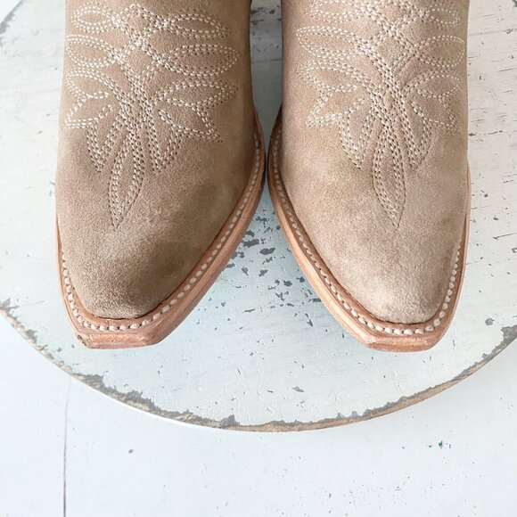 Lane Gallatin Womens Cowboy Boots 6.5 Latte Suede Cowgirl Western Mid Calf Tall - Picture 6 of 11